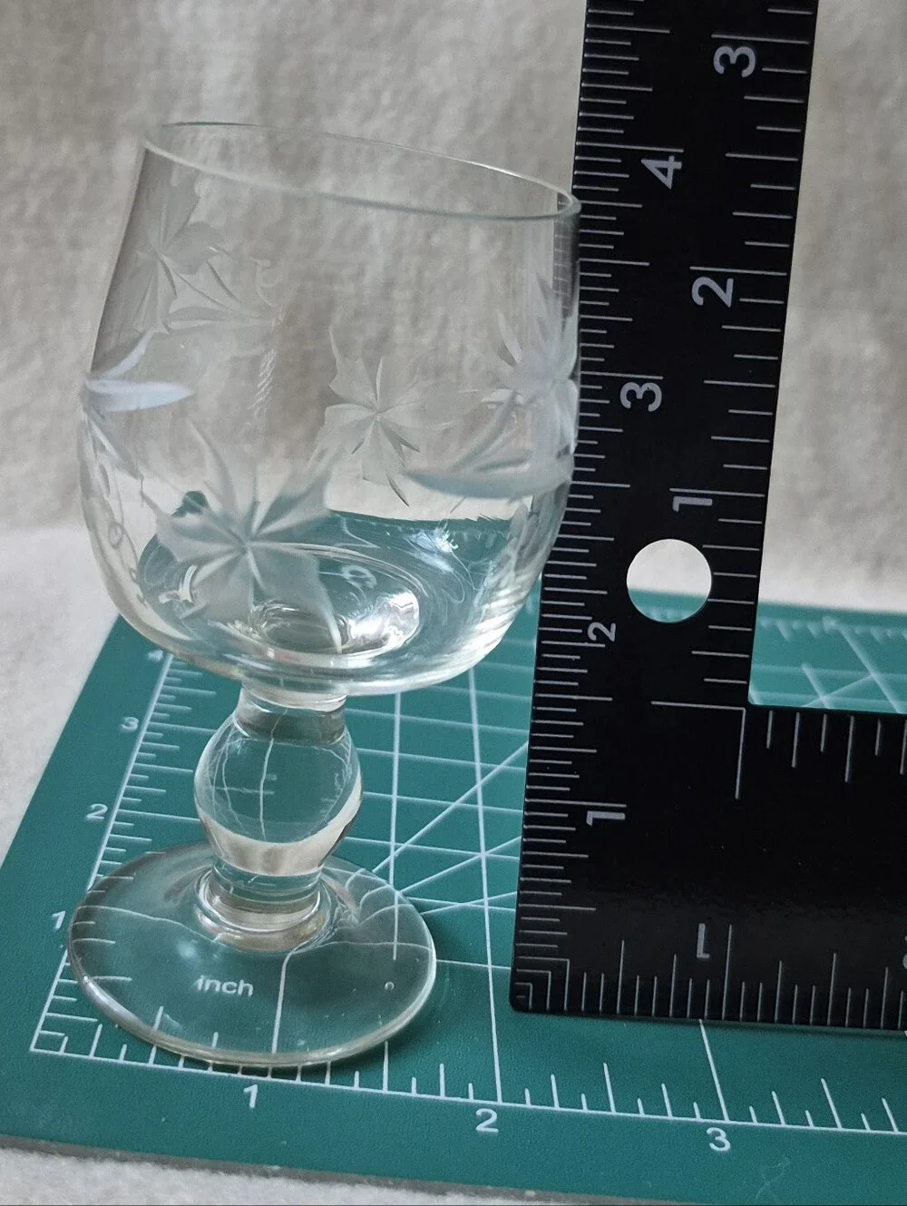Vintage Etched Grape And Vine Brandy Stemmed Glasses - Clear (Set of 5)